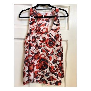 Joie sleeveless orange flower blouse- size large
